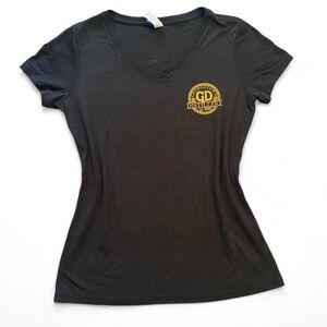 Black Distillery V neck Baby Tee